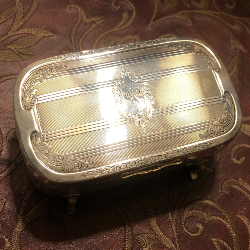 Antique sterling silver English ring box